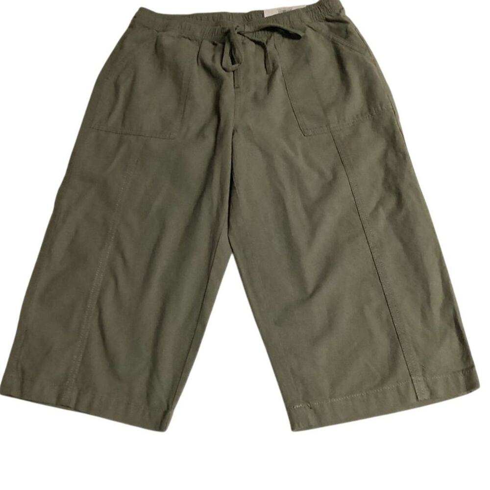 Style & Co Women's PM Green Drawstring Capri Pants Casual Summer